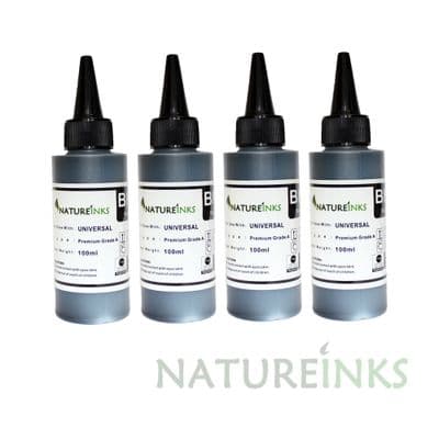 4 Natureinks Premium Black Dye Based refill Bottles 400ml