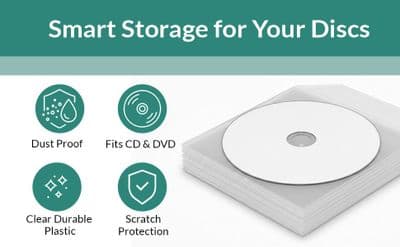 4000 Natureinks 80 Micron CD DVD ULTRA Clear Plastic Sleeves