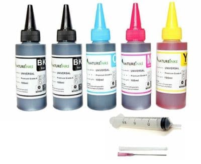 5 Natureinks Premium Dye Based Bottles Set ( 500ml ) + 4 x 30ml syringes