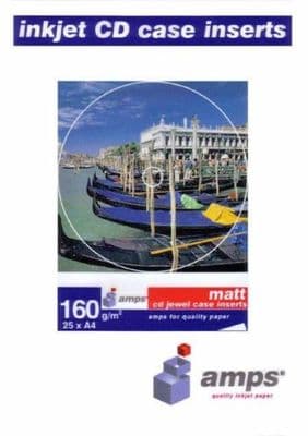 50  Amps CD Jewel case inserts 160 gsm Matt A4 Paper fits 10.4 mm spine case
