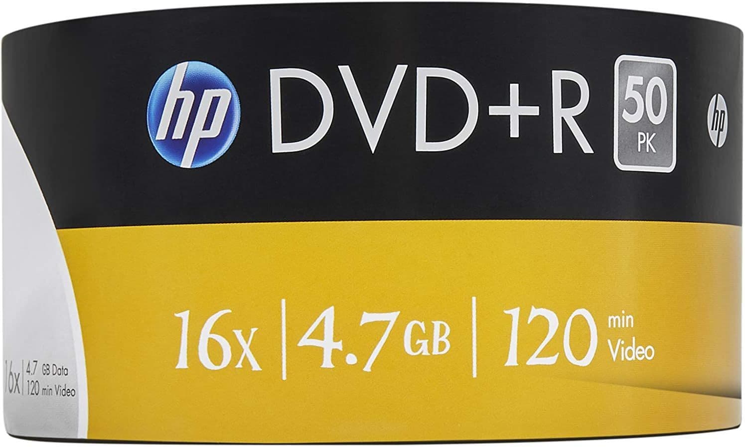 50 Genuine HP DVD R 16x 4 7GB 120 mins Blank Discs