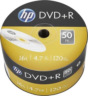 50 Genuine HP  DVD+R 16x 4.7GB 120 mins Blank Discs
