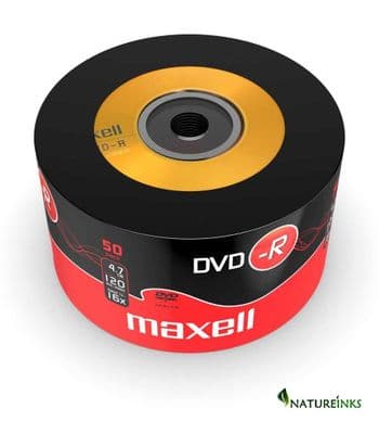 50 Genuine Maxell DVD-R 16x 4.7GB Blank DVD Media dics Shrinkwrap 275732