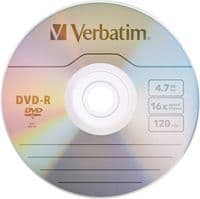 50 Genuine Verbatim 43791 DVD-R DVD Blank Recordable Discs 120 Mins 4.7GB 16x