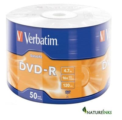 50 Genuine Verbatim 43791 DVD-R DVD Blank Recordable Discs 120 Mins 4.7GB 16x
