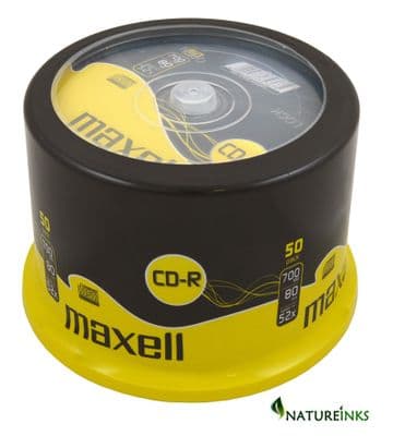 50 Maxell Blank Recordable CD-R CD 52x discs 80 Mins 700MB 628523 Cakebox