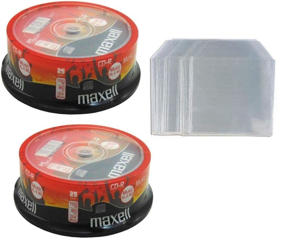 50 MAXELL CD-R MUSIC XL-II DIGITAL AUDIO RECORDABLE 80MIN 50 SLEEVES