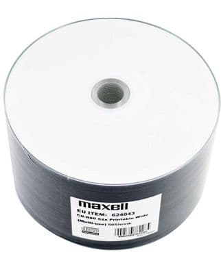 50 MAXELL Inkjet Printable 52X 80 MINUTE Blank CD CD-R DISCS 700MB 624043