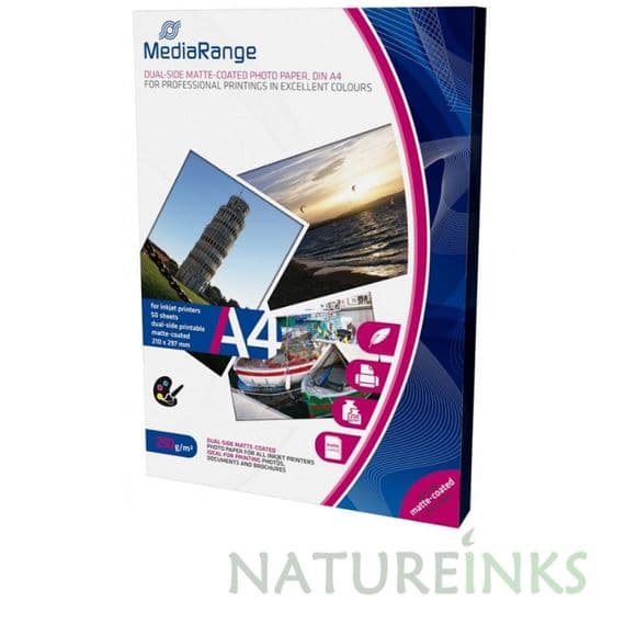 50 Mediarange 250 gsm Matt A4 Double Sided Matte coated PHOTO paper MRINK112