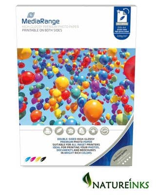 50 MediaRange A4 DOUBLE Sided DUO Gloss Inkjet A4 220 gsm Photo Paper MRINK118