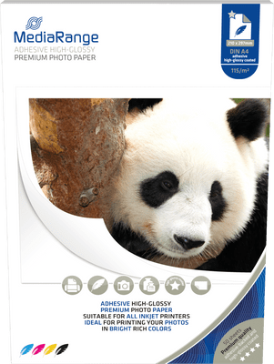 50 MediaRange A4 Single sided Gloss Inkjet Self Adhesive A4 115 gsm Photo Paper MRINK119