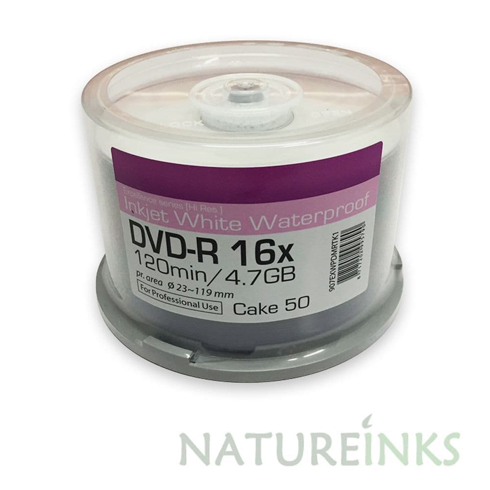 50 Ritek Excellence Series Blank DVD-R 16x White Waterproof Printable discs