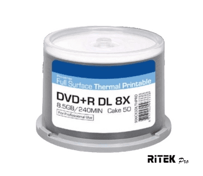 50 RITEK Pro Dual Double Layer 8.5GB Thermal Full Printable 240mins 8x