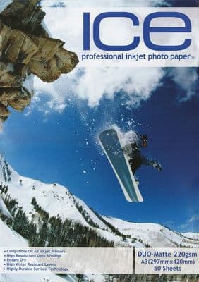 50 Sheet ICE 220 gsm Matt A3 DOUBLE Sided matte coated Professional PHOTO paper