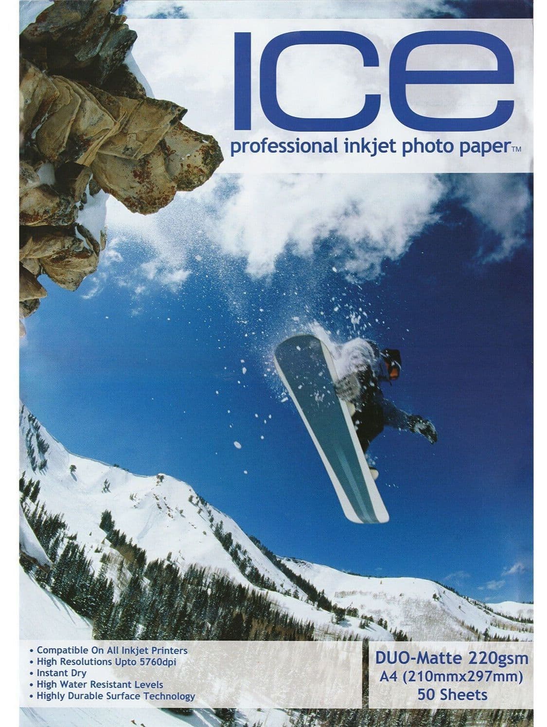 50 Sheet ICE 220 gsm Matt A4 DOUBLE Sided matte coated Professional ...