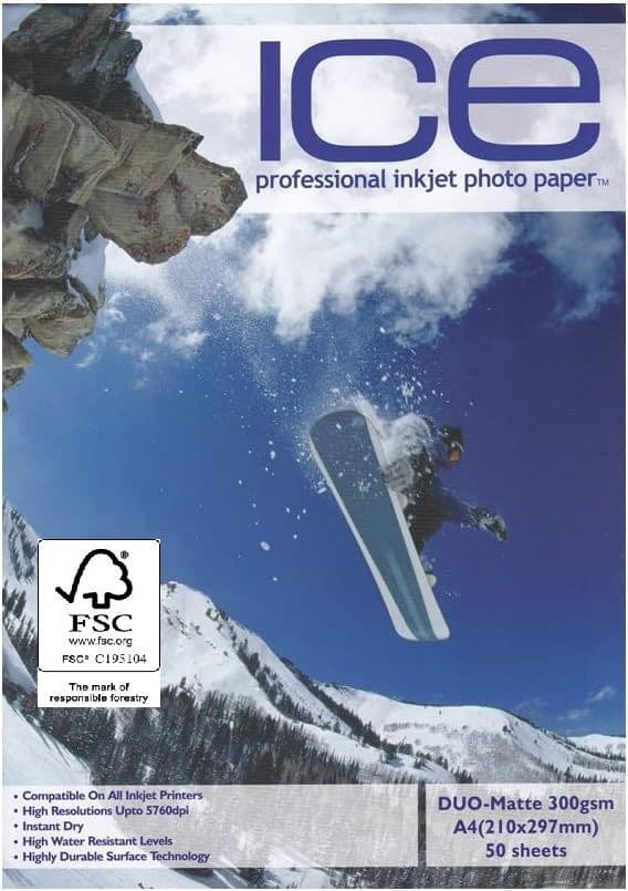 50 Sheet ICE 300 gsm Matt A4 DOUBLE Sided matte coated Professional PHOTO paper