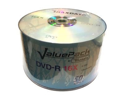 50 Traxdata Valuepack Blank DVD-R 16x 4.7GB 120 minutes Ritek