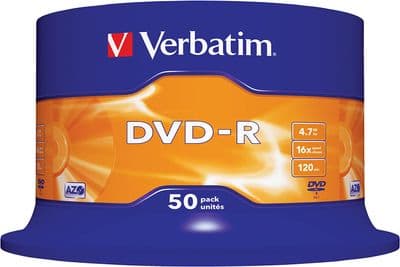 50 Verbatim 43548 DVD-R DVD Blank Recordable Discs 120 Mins 4.7GB 16x