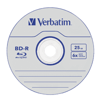 50 Verbatim Blu Ray 43838 25GB 6x Speed Spindle Blank BD-R discs
