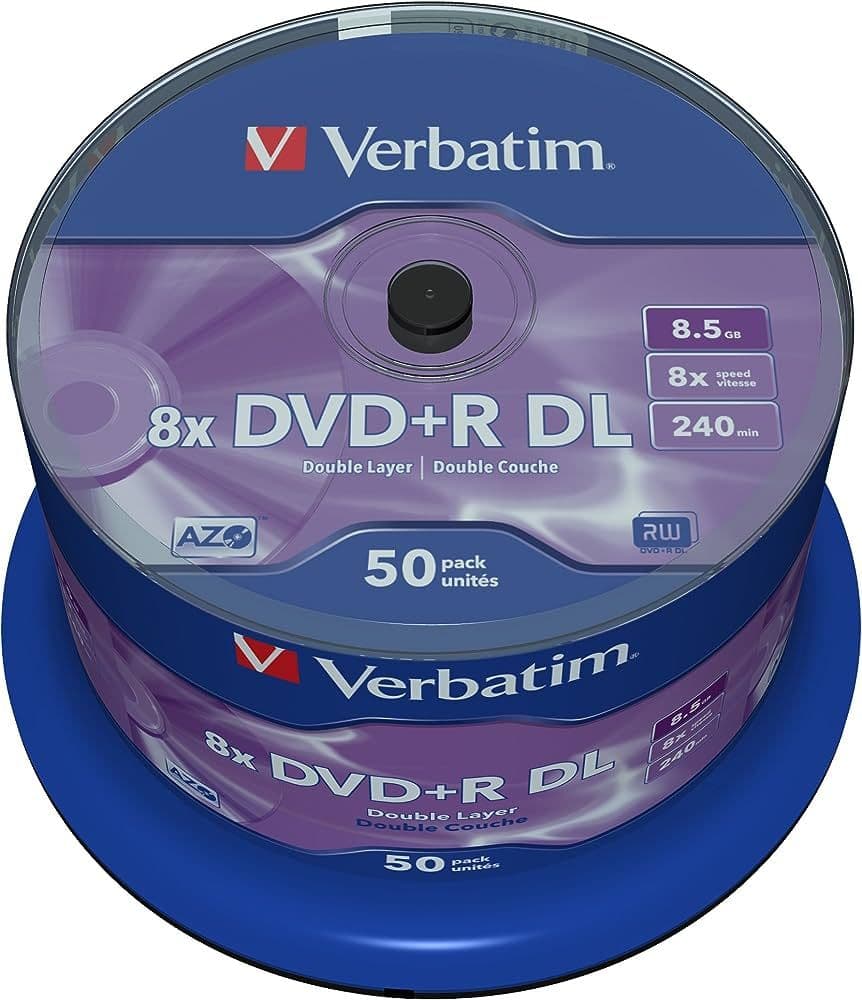 50 Verbatim Logo Dual Layer DVD R 8x DL Double layer Blank Discs 8 5GB ...
