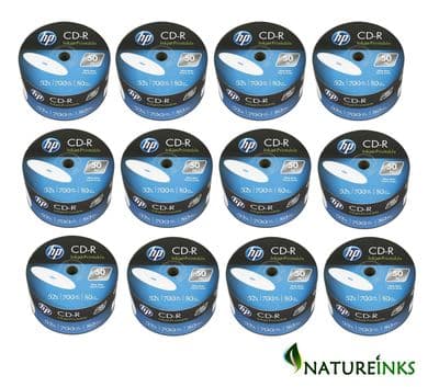 600 Genuine HP Inkjet Printable CD-R 80 mins Blank CD Discs 700MB 52X
