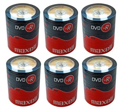 600 Genuine Maxell DVD-R 16x 4.7GB Blank DVD Media discs Shrinkwrap 275733