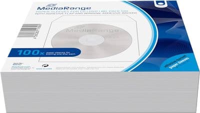 600 Mediarange Paper Sleeves with window + Flap