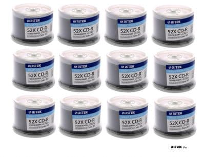 600 Ritek Black Bottom Vinyl CD-R 52x 700MB blank discs White Printable CD Retro 901CK5VINYLIW