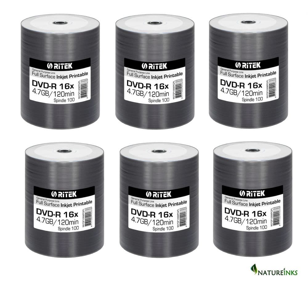 600 Ritek GPL Duplication Printable Blank DVD DVD-R 16x 4 7GB 120 min Discs