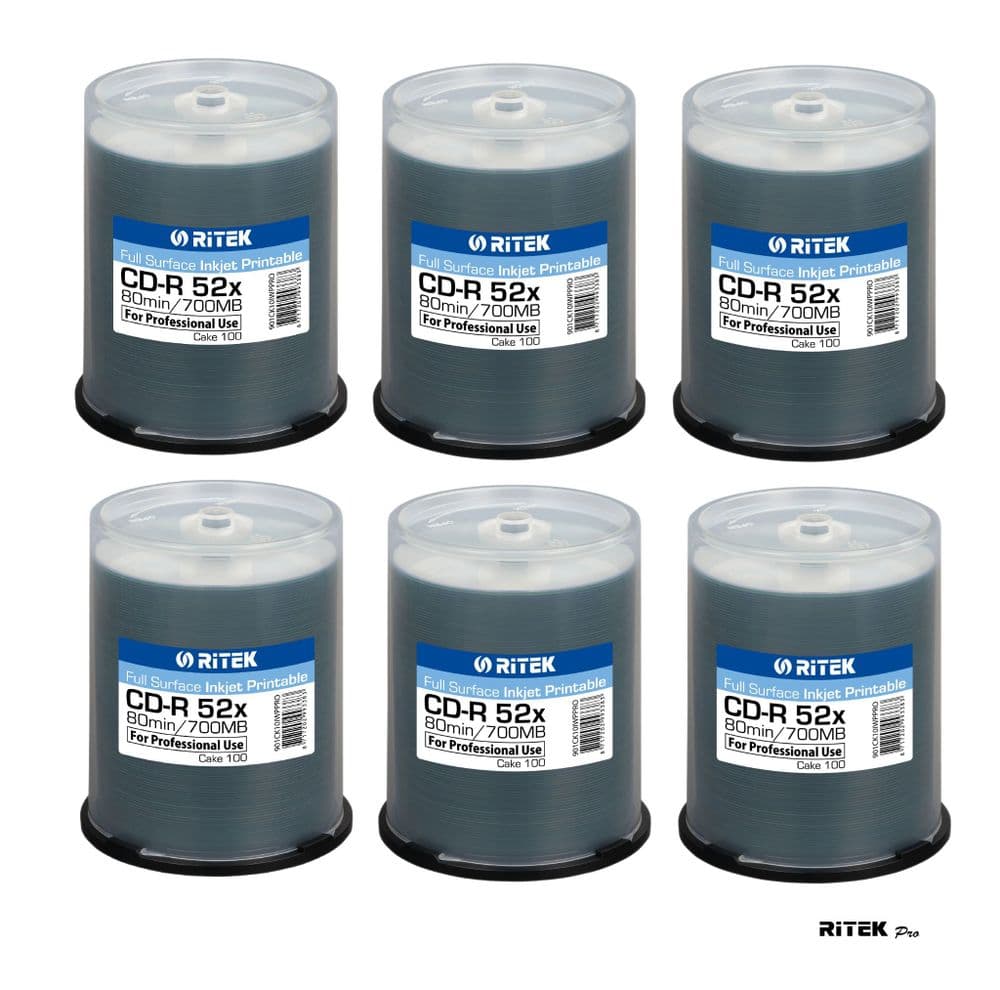 600 Ritek Professional series Inkjet Printable Blank CD CDR 52x 700 MB