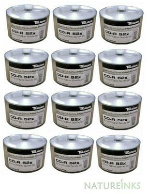 600 Traxdata Full Face SILVER Inkjet Printable CD-R 52x 700MB