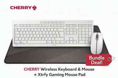 CHERRY STREAM DESKTOP RECHARGE Wireless Keyboard and Mouse 2.4 GHz RF JD-8560GB-2 + Xtrfy GP1 Mat