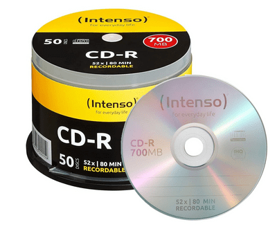 DISCONTINUED ITEM ! 50 Intenso Blank CD CD-R 52x 700MB 80 mins discs Cakebox 1001125