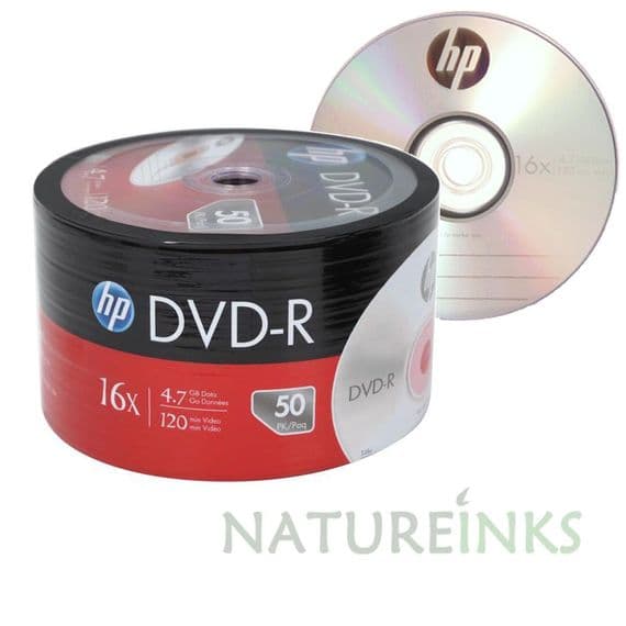 Genuine HP Silver top blank NON printable DVD-R 16x 4.7GB Shrink wrap - 50 pieces