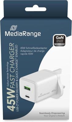 MediaRange 45W GaN Fast Charging Adapter MRMA113-UK