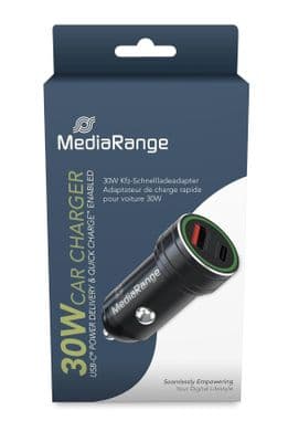 Mediarange In Car Charger PD 30W Dual USB + Type C Cigarette Lighter Socket Power Adapter MRMA120