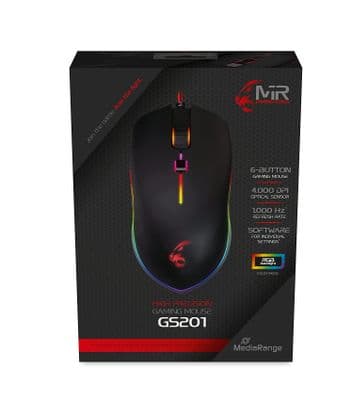 MediaRange MRGS201 Gaming Mouse with 6 Buttons USB 2.0 Cable Black RGB Backlight