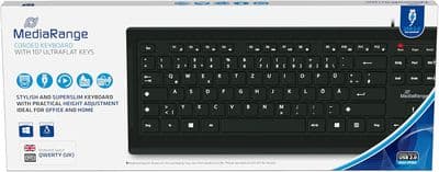 MEDIARANGE MROS101-UK Keyboard QWERTY Ultra-Flat Keys USB 2.0 Cable