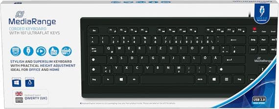 MEDIARANGE MROS101-UK Keyboard QWERTY Ultra-Flat Keys USB 2.0 Cable