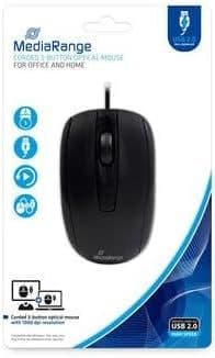 MEDIARANGE MROS211 Wired Mid size Basic Home Office Optical Mouse 3 Buttons 1000 DPI