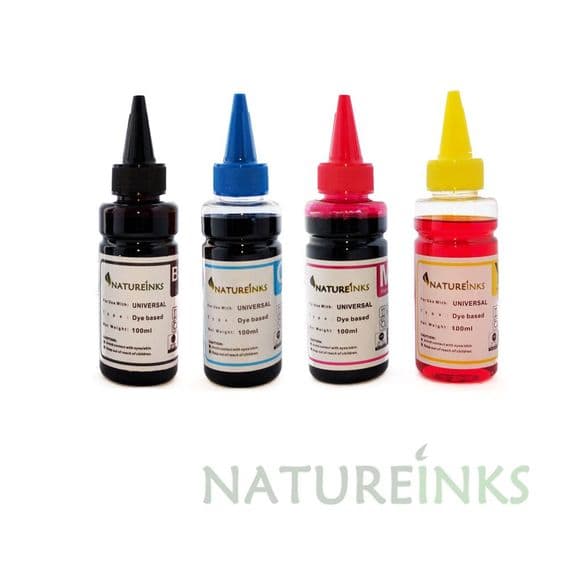 Natureinks 4 refill Black Cyan Magenta Yellow Bottles Set ( 400ml )