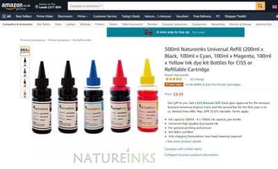 Natureinks 5 refill Black Cyan Magenta Yellow Bottles Set ( 500ml )