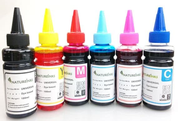 Natureinks 6 refill Black Cyan Magenta Yellow Light Cyan Light Magenta Bottles Set  600ml