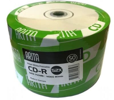 PRICE DROP ! 50 Arita Ritek  Full Face White Inkjet Printable CD-R 52x 700MB