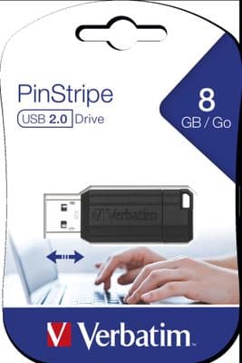 Verbatim Pinstripe USB 2.0 PenDrive 8GB Memory stick Black 49062