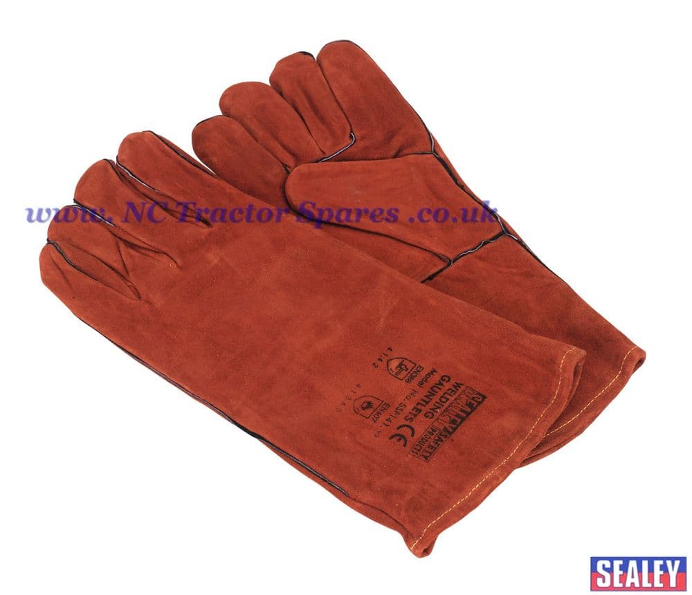 Leather Welding Gauntlets Lined Pair