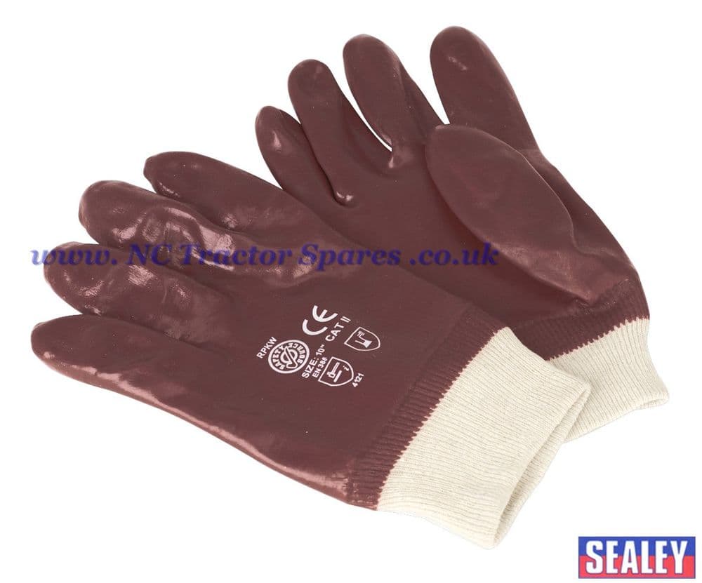 PVC Chemical Handling Gloves Knitted Wrist Pair