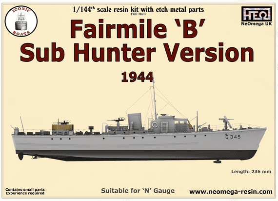 1/144th scale Fairmile 'B' Sub Hunter