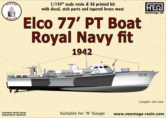 Elco 77' PT Boat kit - Royal Navy Fit.  1/144th scale