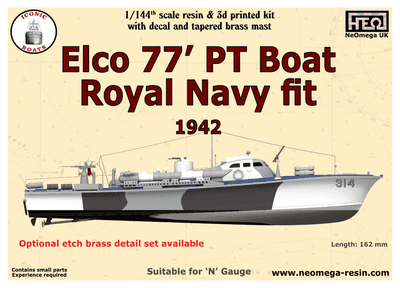 Elco 77' PT Boat kit - Royal Navy Fit.  1/144th scale -DUE SOON!
